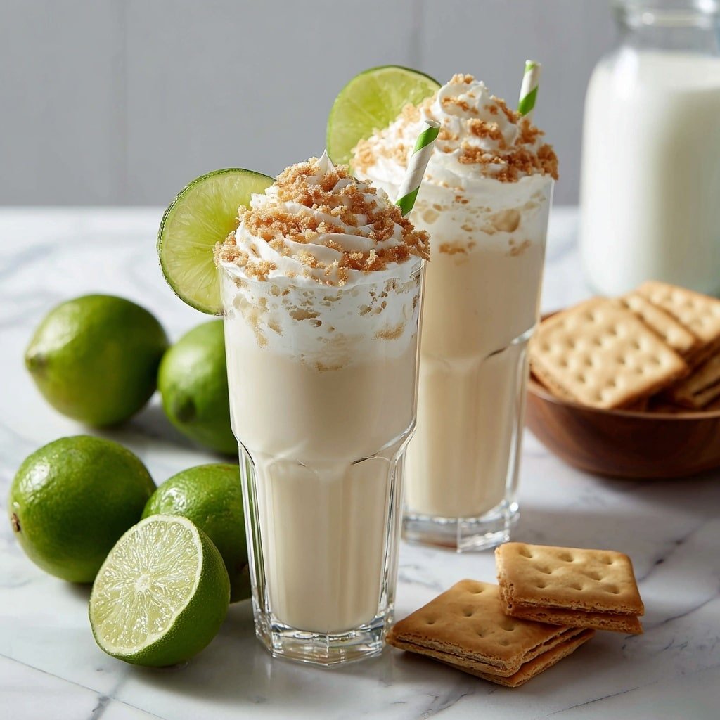 Key Lime Pie Milkshake Recipe - Recipe Image — Key Lime Pie Milkshake, Key Lime Pie drink, quick lime dessert, refreshing lime shake, creamy lime milkshake
