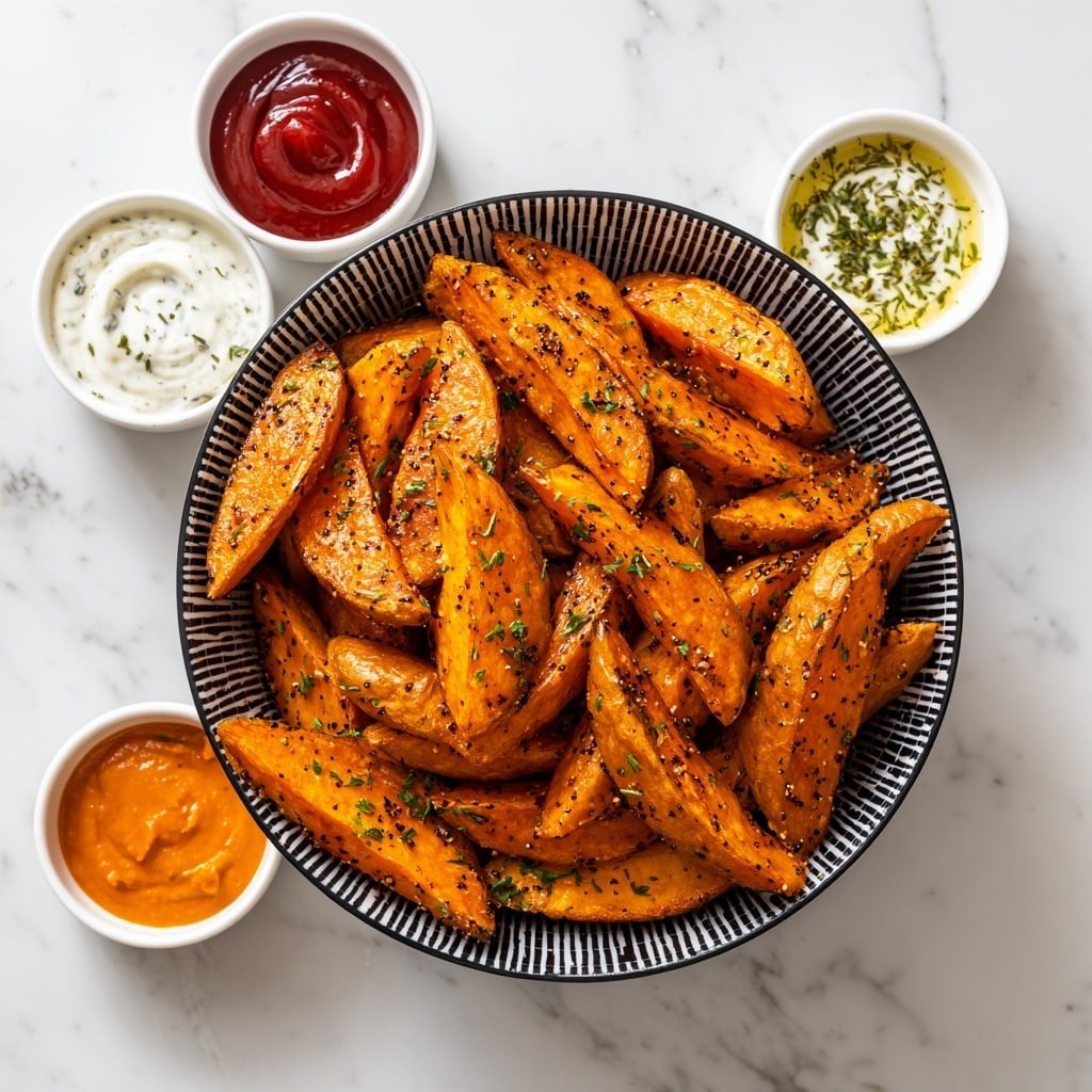 Sweet Potato Fries Recipe - Recipe Image — Sweet Potato Fries Recipe, crispy sweet potato fries, homemade sweet potato fries, healthy sweet potato side dish, oven-baked sweet potato fries