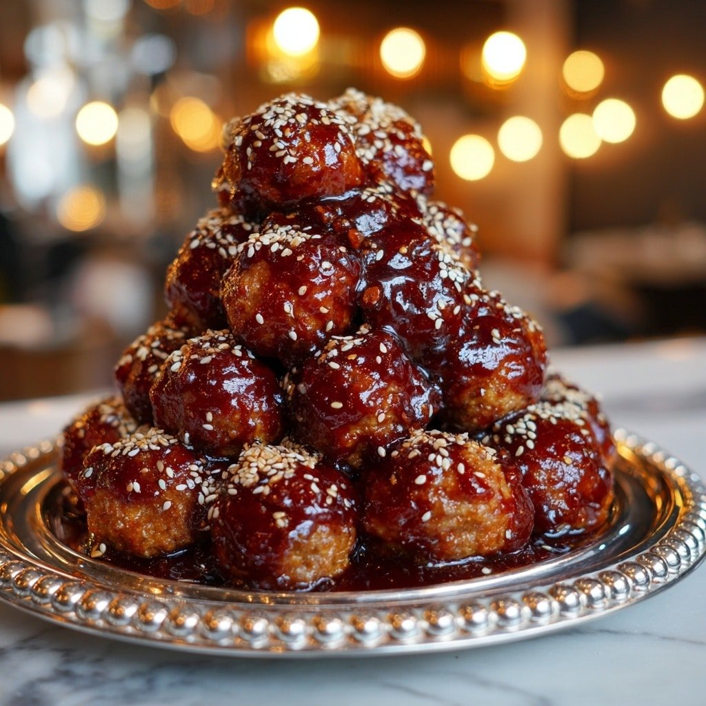 Korean BBQ Meatballs Recipe - Recipe Image — Korean BBQ Meatballs, Korean BBQ Meatballs recipe, Korean-inspired meatballs, Asian flavor meatballs, easy Korean meatballs