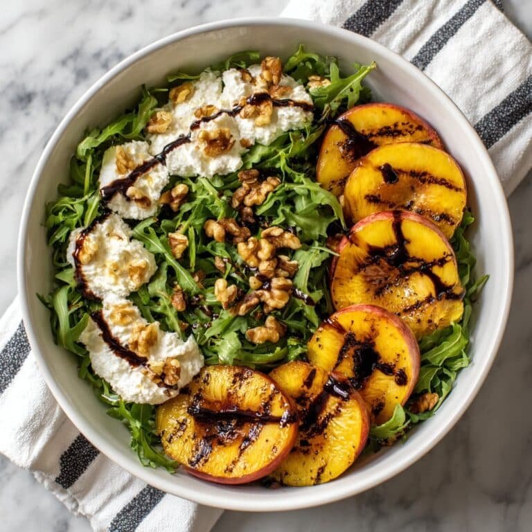 Grilled Peach Salad with Arugula and Burrata Recipe