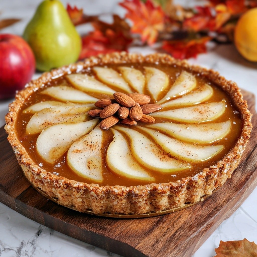Spiced Pear and Almond Tart Recipe - Recipe Image — Spiced Pear and Almond Tart, pear and almond tart recipe, cozy fall dessert, elegant fruit tart, baked pear tart with spices