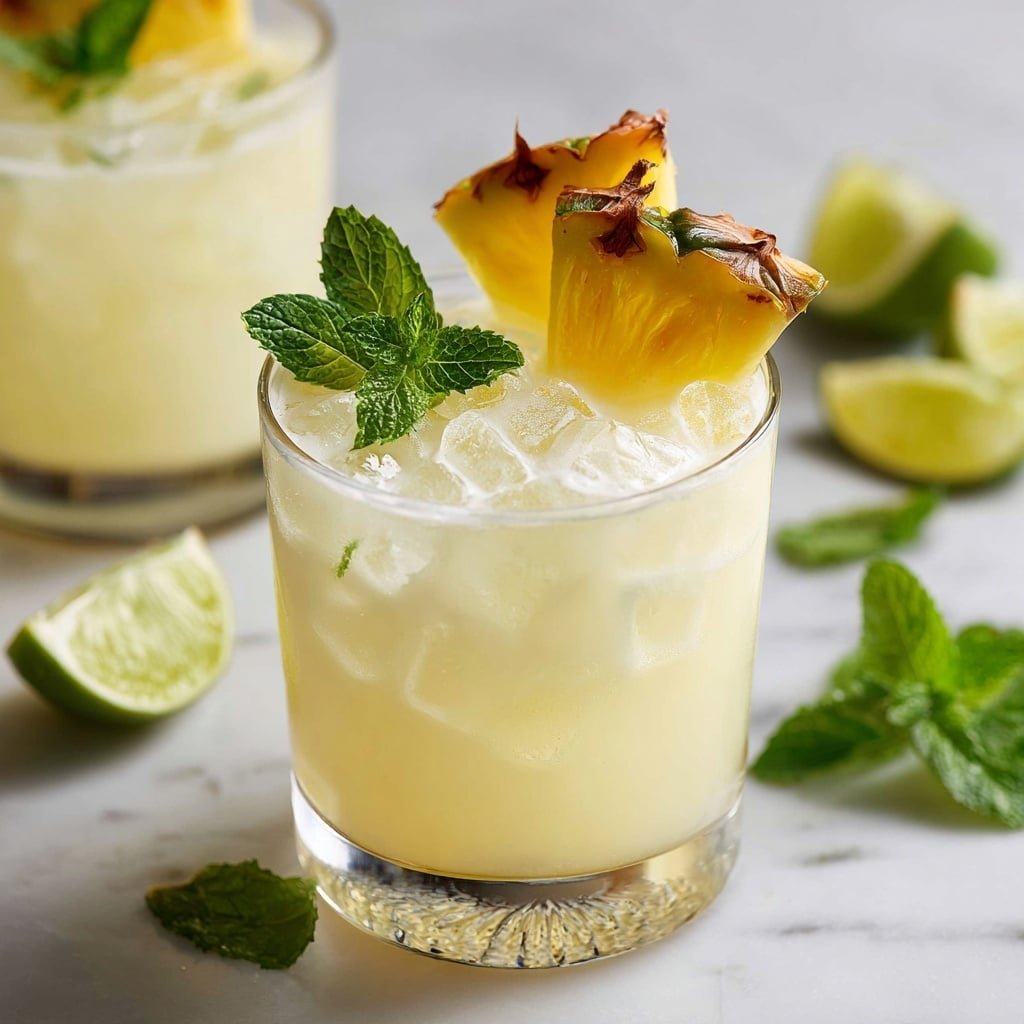 Pineapple Coconut Spritzer Recipe - Recipe Image — Pineapple Coconut Spritzer, tropical drink recipes, refreshing summer beverages, easiest cocktail ideas, fruit fizzy drinks