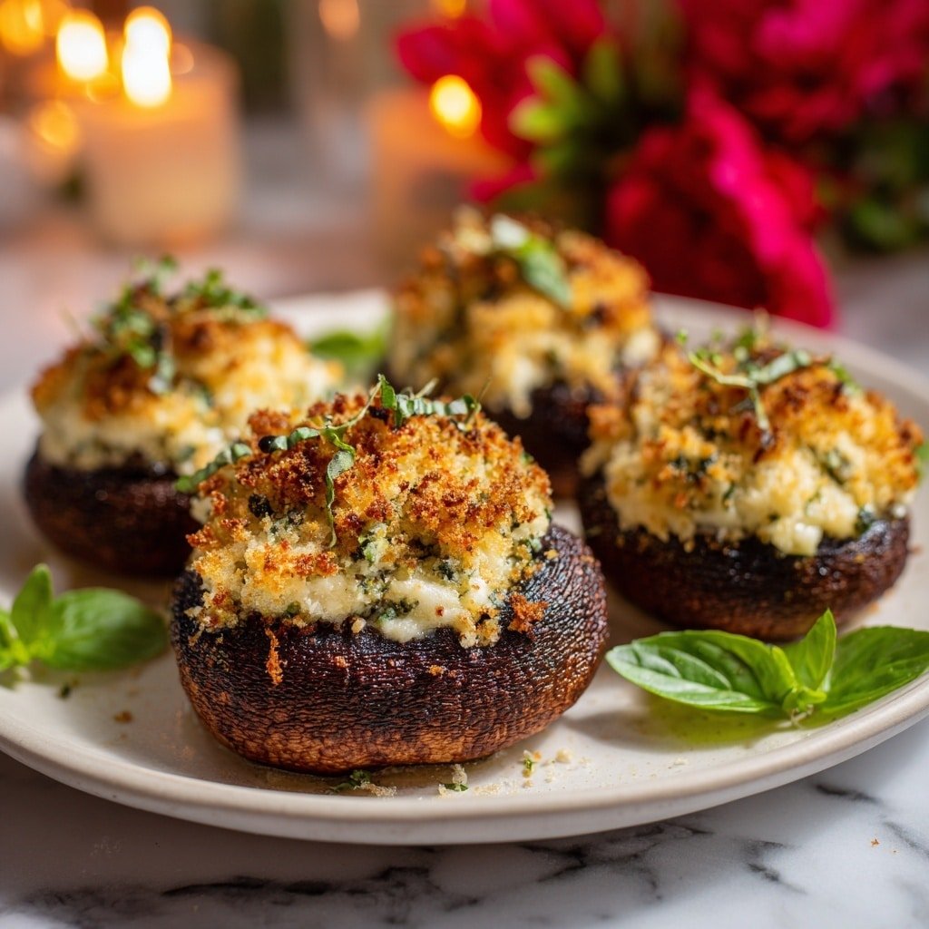 Stuffed Portobello Mushrooms Recipe - Recipe Image — Stuffed Portobello Mushrooms, Portobello Mushroom Filling, Baked Stuffed Mushrooms, Easy Vegetarian Mushroom Recipes, Healthy Stuffed Mushroom Dishes