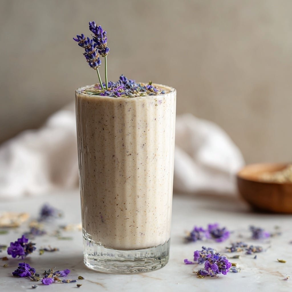 Salted Honey Lavender Milkshake Recipe - Recipe Image — Salted Honey Lavender Milkshake, lavender milkshake recipe, honey lavender milkshake, floral milkshake drink, easy homemade milkshake