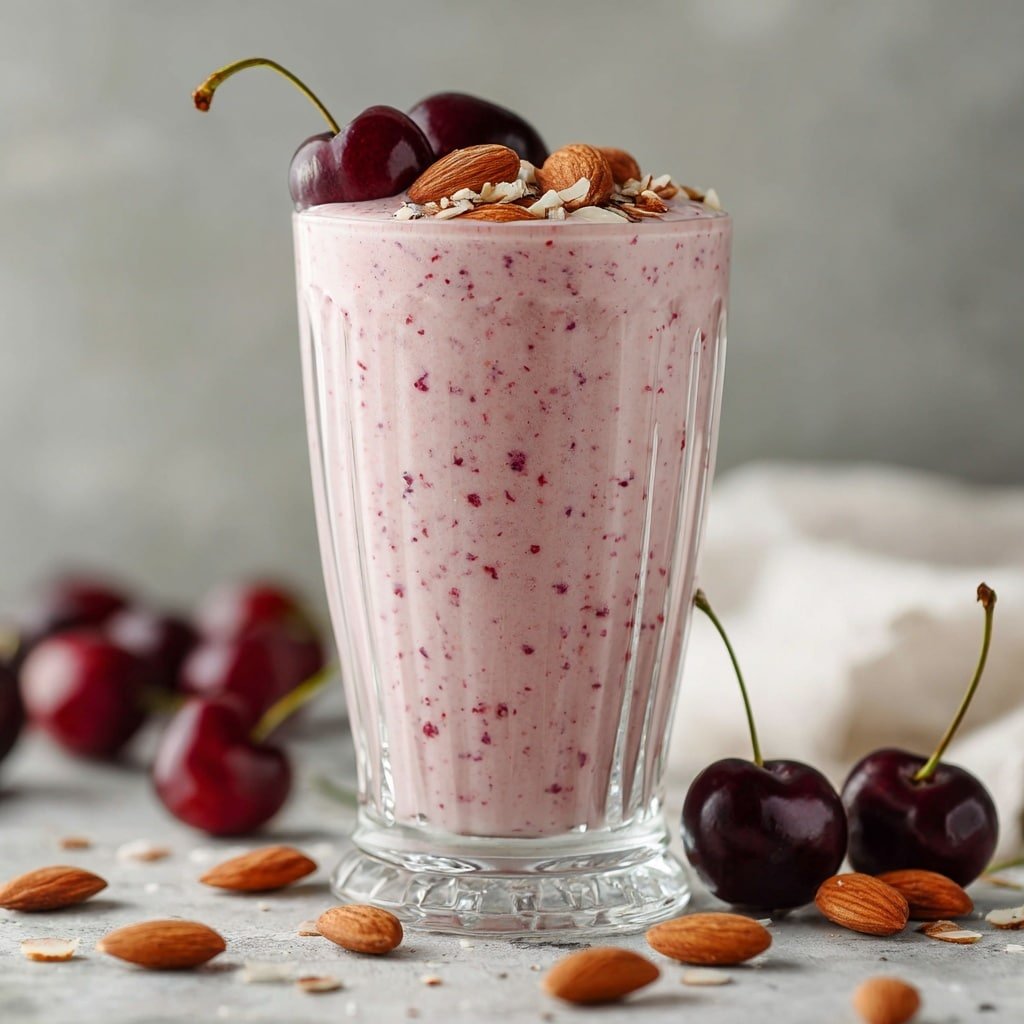 Cherry Almond Milkshake Recipe - Recipe Image — Cherry Almond Milkshake, Cherry Almond Milkshake Recipe, Easy Cherry Almond Shake, Summer Cherry Milkshake, Creamy Cherry Nut Milkshake