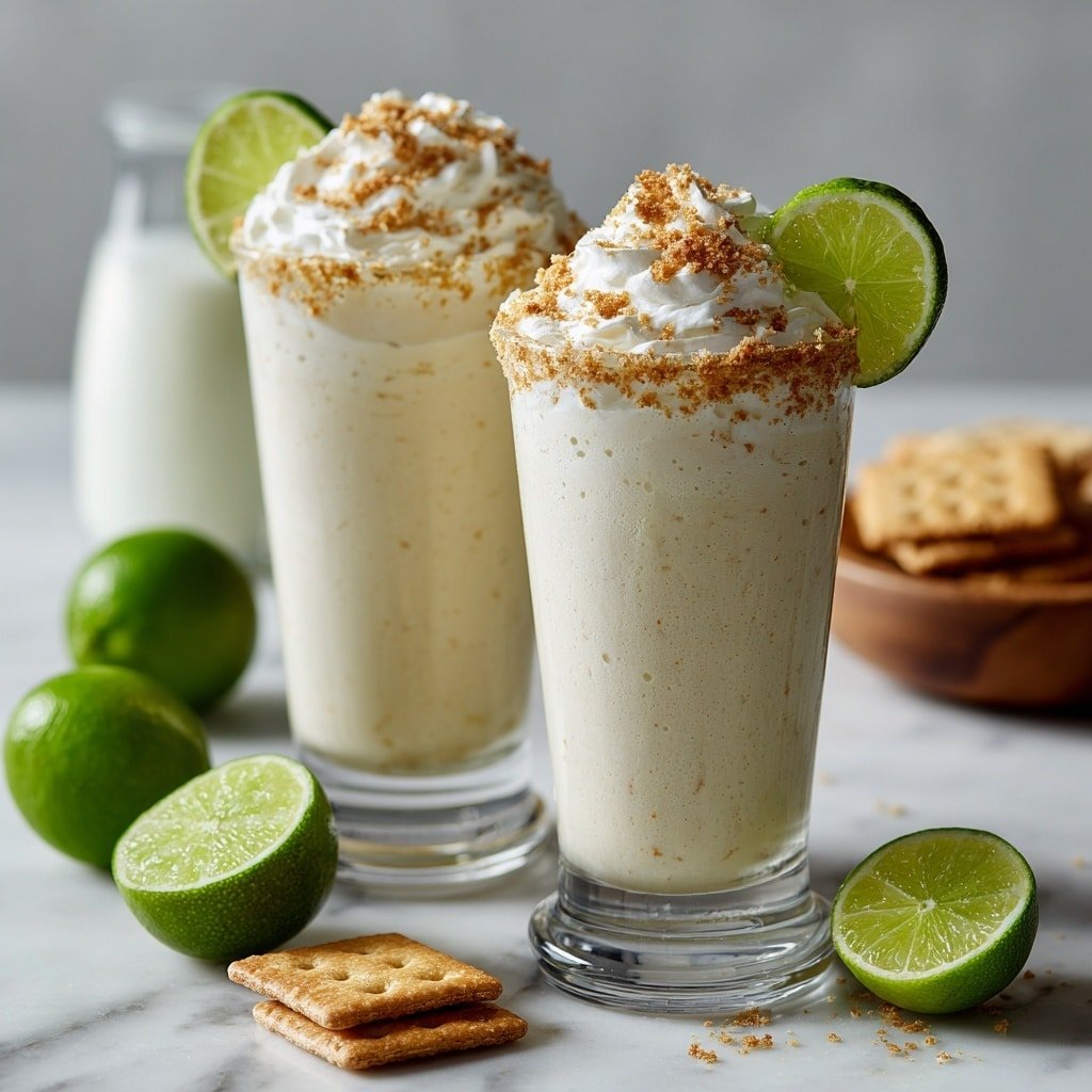 Key Lime Pie Milkshake Recipe - Recipe Image — Key Lime Pie Milkshake, Key Lime Pie drink, quick lime dessert, refreshing lime shake, creamy lime milkshake