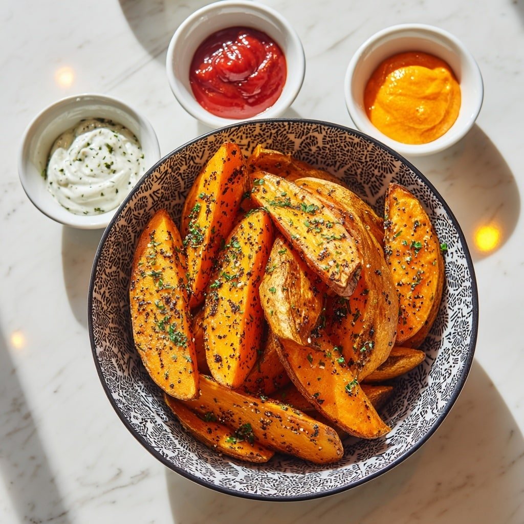 Sweet Potato Fries Recipe - Recipe Image — Sweet Potato Fries Recipe, crispy sweet potato fries, homemade sweet potato fries, healthy sweet potato side dish, oven-baked sweet potato fries