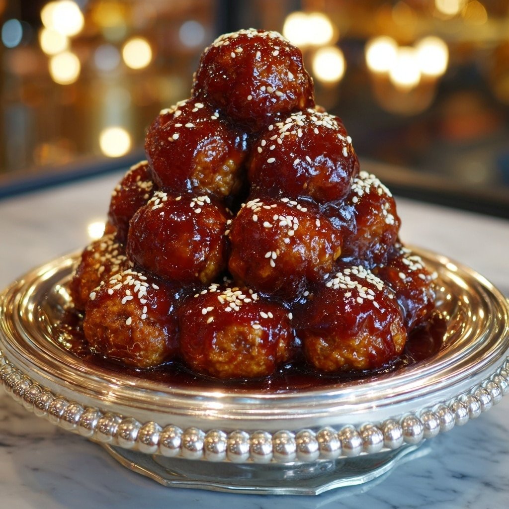 Korean BBQ Meatballs Recipe - Recipe Image — Korean BBQ Meatballs, Korean BBQ Meatballs recipe, Korean-inspired meatballs, Asian flavor meatballs, easy Korean meatballs