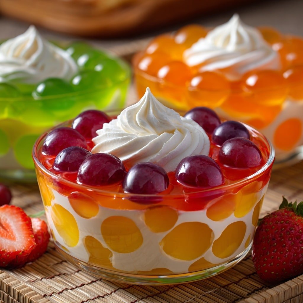 Classic Jell-O Fruit Salad Recipe - Recipe Image — Classic Jell-O Fruit Salad, Jell-O fruit salad recipe, easy fruit salad with gelatin, colorful gelatin fruit dessert, vintage fruit salad idea