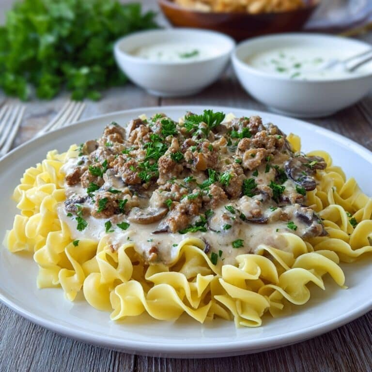 Beef Stroganoff with Mushrooms and Egg Noodles Recipe