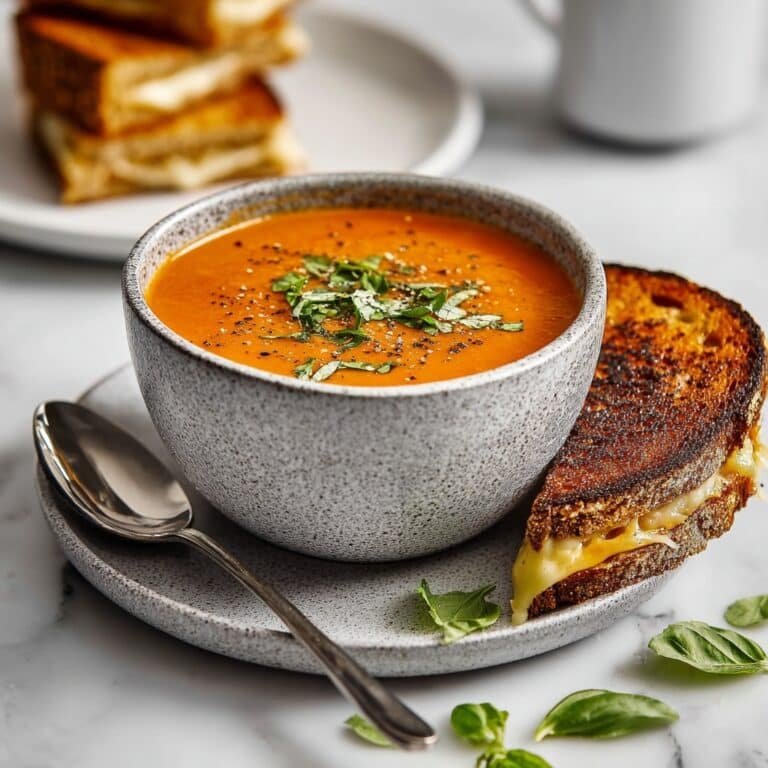 Creamy Tomato Soup with Grilled Cheese Sandwiches Recipe