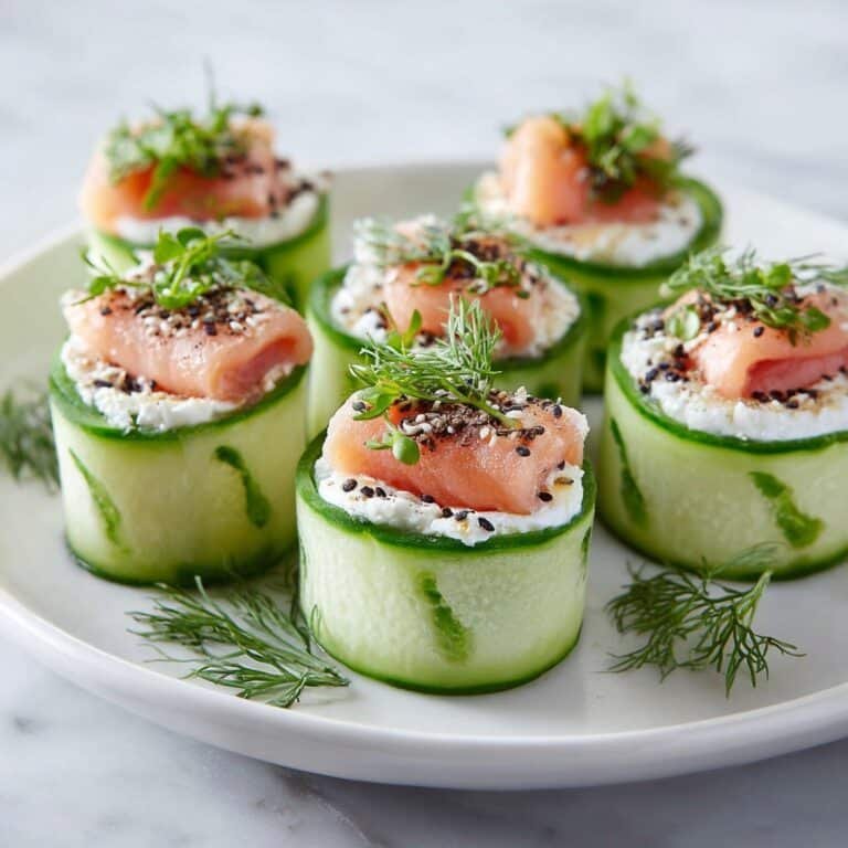 Everything Bagel Cucumber Rolls with Cream Cheese and Smoked Salmon Recipe