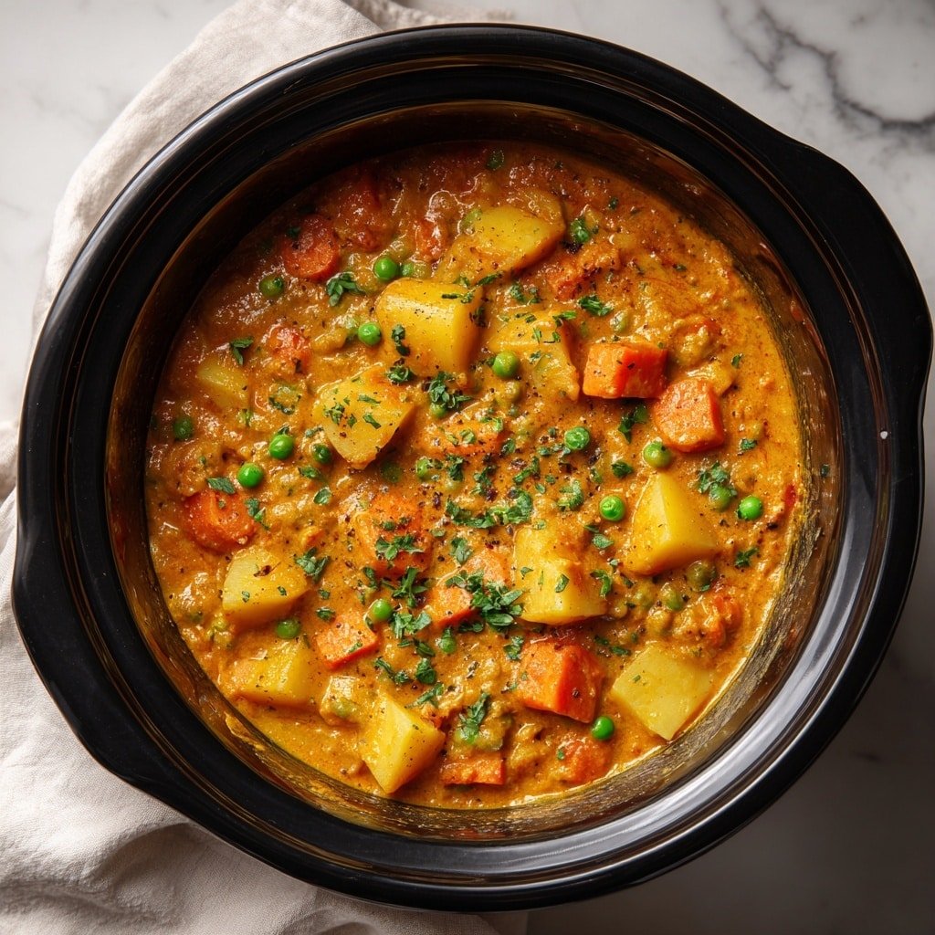 Creamy Crockpot Vegetable Curry Recipe - Recipe Image — Creamy Crockpot Vegetable Curry, crockpot vegetable curry, easy veggie curry, healthy slow cooker curry, comforting vegetable curry