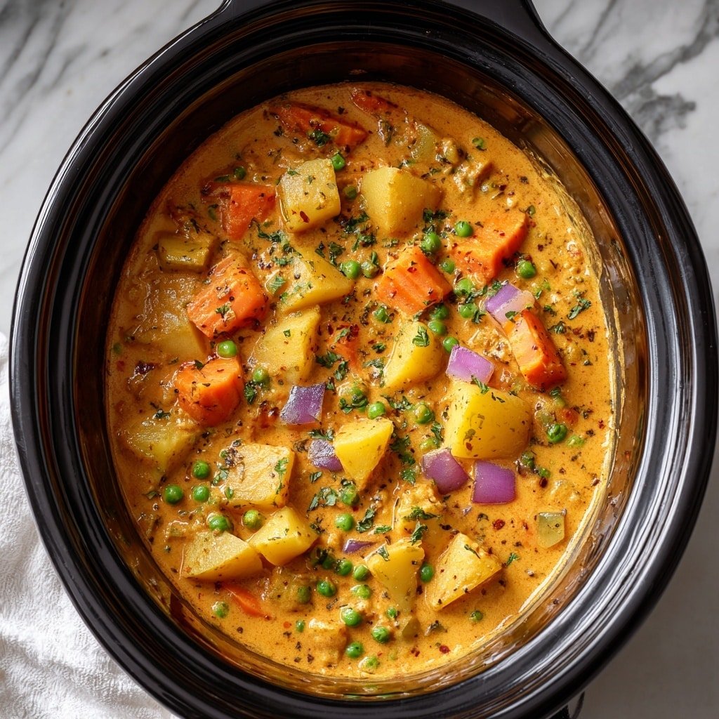 Creamy Crockpot Vegetable Curry Recipe - Recipe Image — Creamy Crockpot Vegetable Curry, crockpot vegetable curry, easy veggie curry, healthy slow cooker curry, comforting vegetable curry