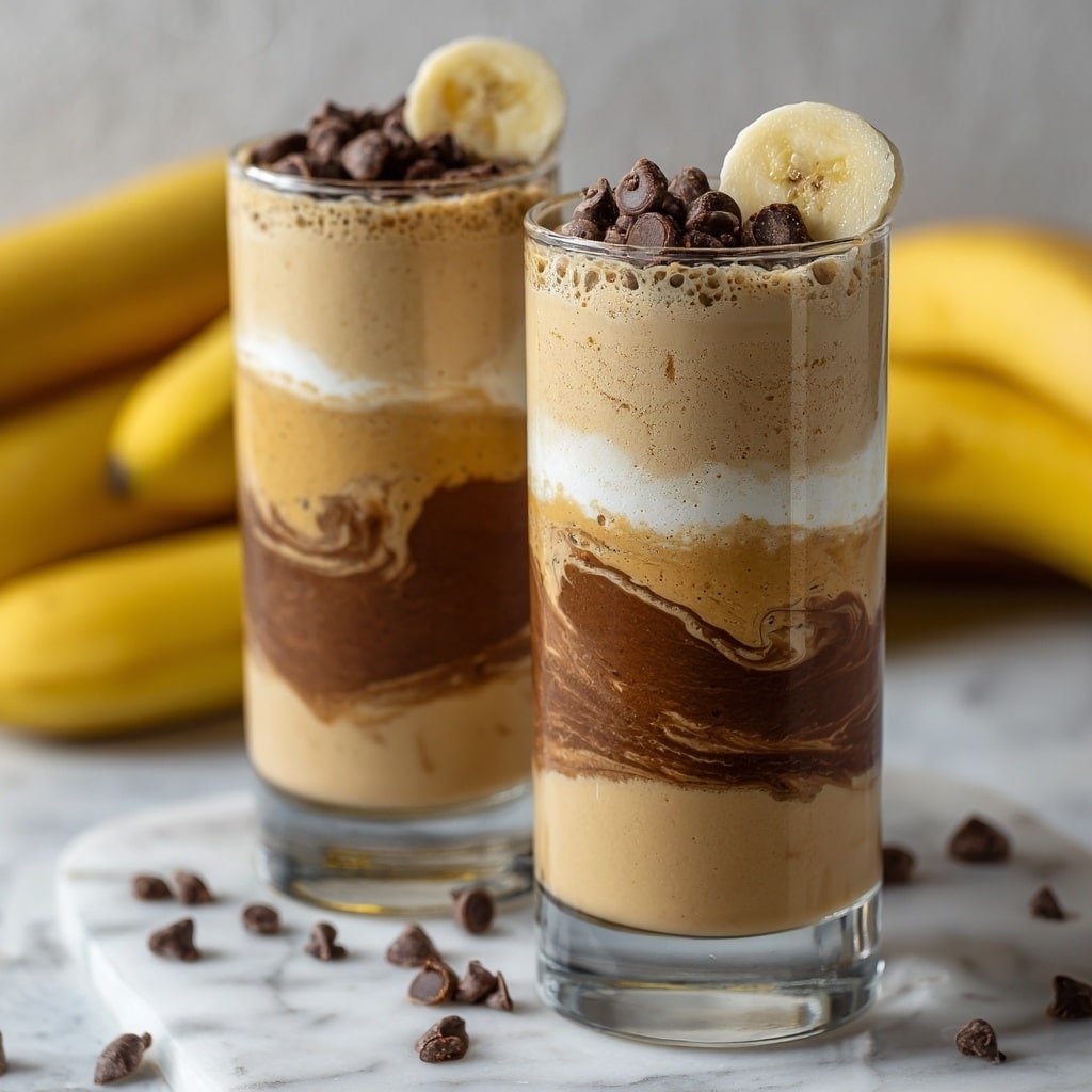 Chocolate Peanut Butter Smoothie Recipe - Recipe Image — Chocolate Peanut Butter Smoothie, healthy chocolate peanut butter drink, creamy banana smoothie, quick breakfast smoothies, indulgent smoothie recipe