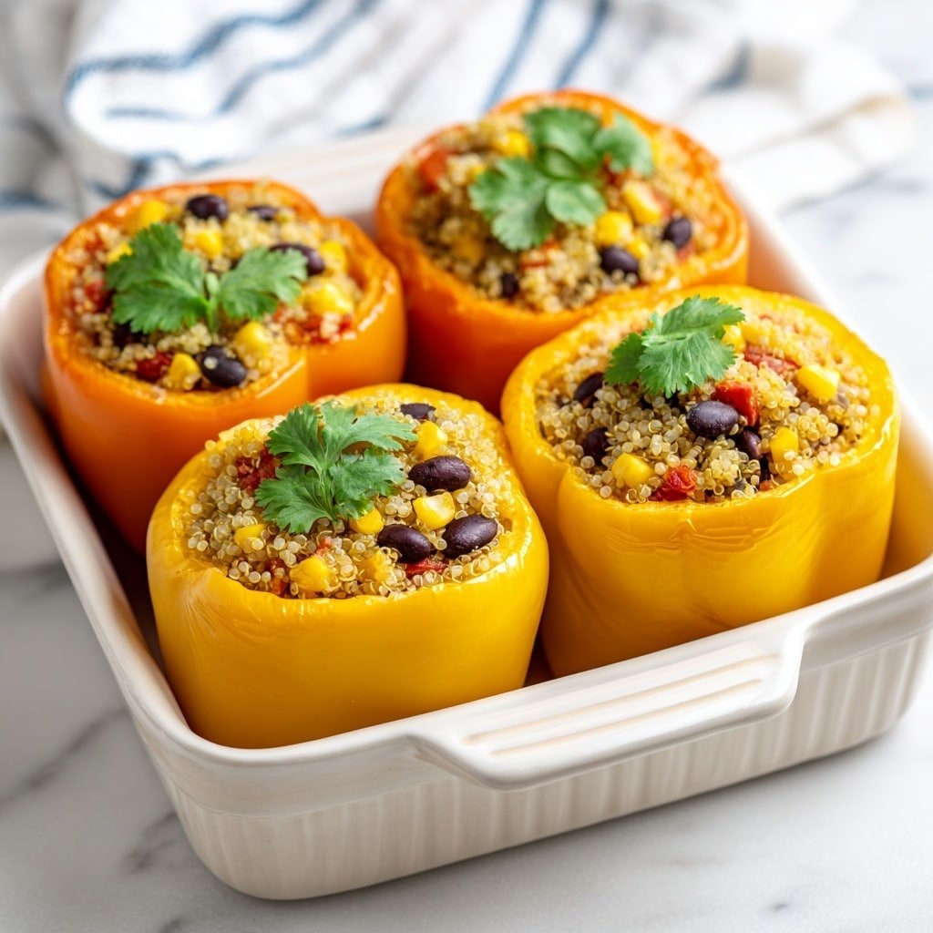 Stuffed Bell Peppers with Quinoa and Black Beans Recipe - Recipe Image — Stuffed Bell Peppers with Quinoa and Black Beans, healthy stuffed peppers recipe, vegetarian stuffed bell peppers, easy quinoa stuffed peppers, colorful stuffed peppers dish