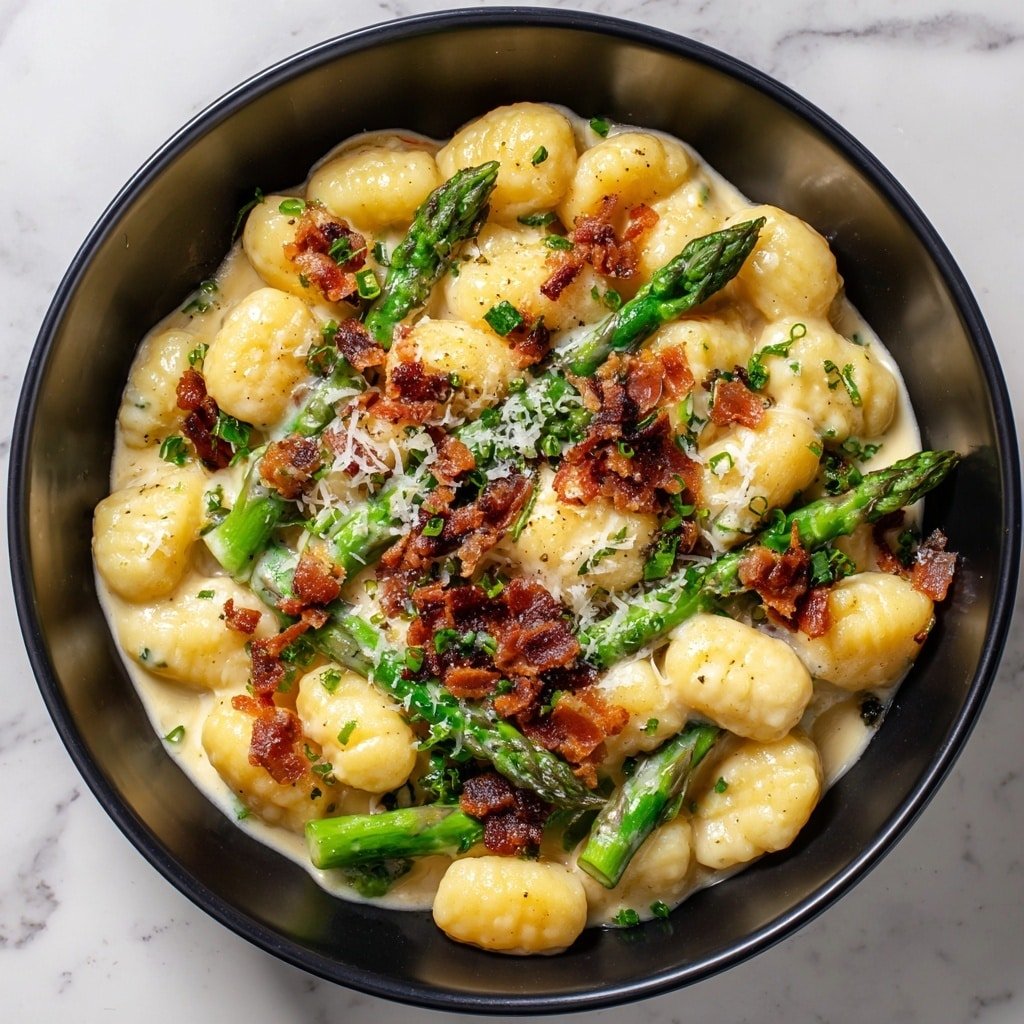 Creamy Asparagus Bacon Gnocchi Recipe